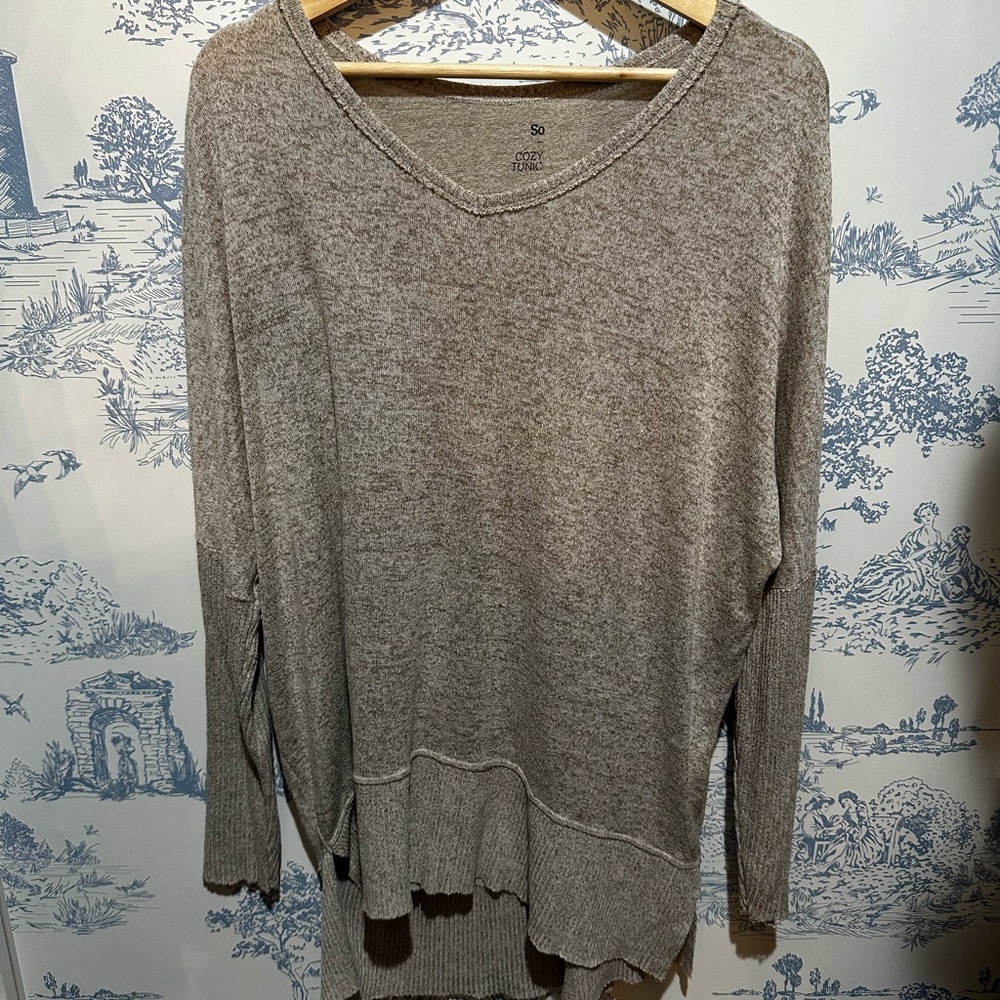 SO V-Neck Sweater in Heather Gray